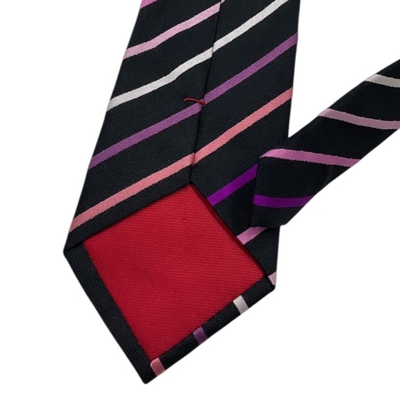 ALTEA Black/Purple Striped Silk LUXURY Tie ITALY - Picture 4 of 4